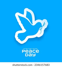 happy world peace day poster with papercut dove bird design vector