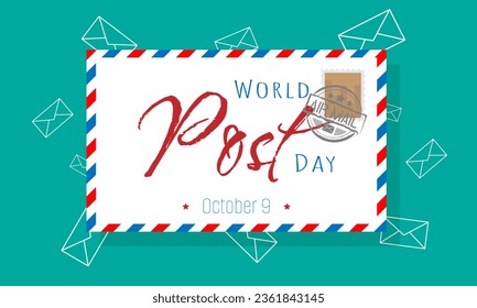 Happy World Post Day with text on the envelope