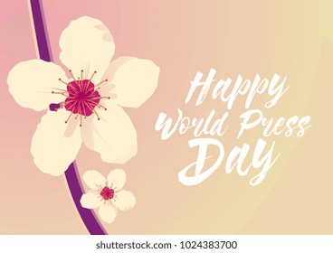 Happy World Press Day, Beautiful Greeting Card With Flower Background