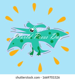 happy world press day, beautiful greeting card background or template banner with dinosaur theme. vector design illustration