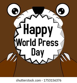 happy world press day, beautiful greeting card background or banner with cute bear theme. vector illustration