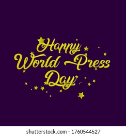 happy world press day, beautiful template banner with star theme. vector design illustration, graphics elements for t-shirts, the sign, badge or greeting card and background photo booth