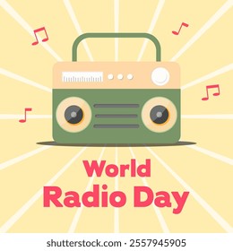 Happy World Radio Day illustration in flat design style