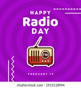 Happy World Radio Day Vector Design Template Background