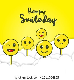 happy world smile day. banner vector illustration design cute concept