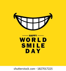 Happy world smile day banner. Joy, laught, fun. Good emotion concept. Vector on isolated background. EPS 10