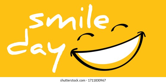 Happy world smile day, smiling National big happiness Fun thoughts emoji face emotion Laughter lip symbol Smiling lips, mouth,  tongue Funny teeth Vector laugh cartoon pattern Lol laughing haha