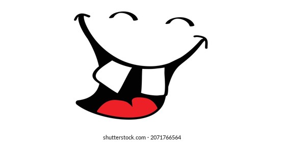 Happy world smile day, smiling National big happiness Fun thoughts emoji face emotion Laughter lip symbol Smiling lips, mouth,  tongue Funny teeth Vector laugh cartoon pattern Lol laughing. Eye line.