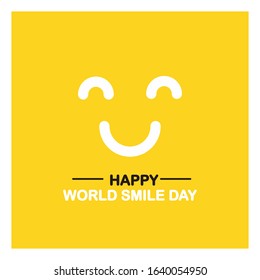 Happy world smiling day with a yellow background. vector illustration