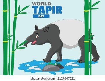 Feliz día mundial del tapir. diseño simple y elegante de vectores o ilustraciones