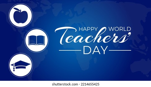 Happy World Teachers' Day Blue Background Illustration