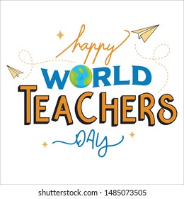 Happy World Teachers Day Lettering Background