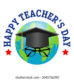 happy world teacher's day a simple illustration vector design