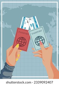 happy world tourism day. banner, brochure, poster design. illustration of a hand holding a passport.