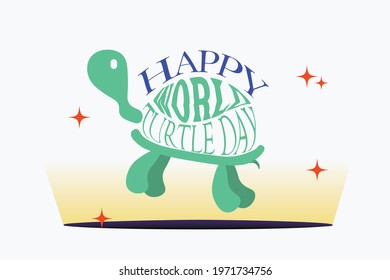 Happy world turtle day with typography design, wish all turtle are happy