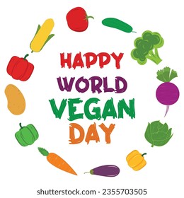 Happy world vegan day vector