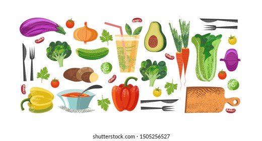 Happy world vegetarian day. Vector illustration with hand drawn unique textures.