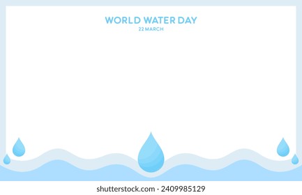 Happy World Water Day, flat design illustration. Save Water Concepts Vector Copy Space Background