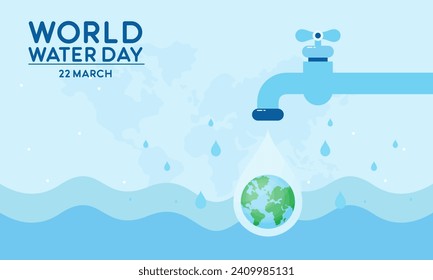 Happy World Water Day, flat design illustration. Save Water Concepts Vector