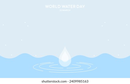 Happy World Water Day, flat design illustration. Save Water Concepts Vector Copy Space Background