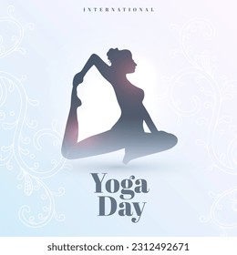 happy world yoga day background with women doing asana vector