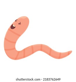 Happy Worm Icon Cartoon Vector. Pink Mascot. Soil Compost