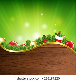 Happy Xmas Banner With Gradient Mesh, Vector Illustration