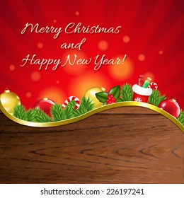 Happy Xmas Border With Gradient Mesh, Vector Illustration