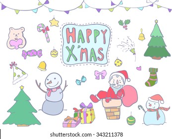 Happy X'mas, Christmas, New Year card and icon