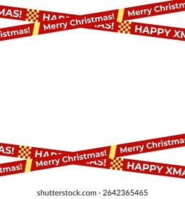 Feliz Natal E Fita Feliz Natal Com Fita De Aviso De Estilo Para Embalagens De Férias, Banners, Envolvimentos De Presentes, Cartões E Decoração Festiva. Ilustração de vetor