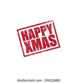 Happy Xmas, rubber stamp, vector illustration