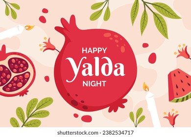 Happy Yalda Night festival. Chelle Night. Shab-e Yalda. yalda night background. yalda night celebration. December 21. Vector illustration template for Poster, Banner, Greeting, Card, Flyer, Post.