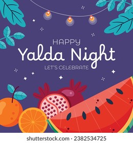 Happy Yalda Night festival. Chelle Night. Shab-e Yalda. yalda night background. yalda night celebration. December 21. Vector illustration template for Poster, Banner, Greeting, Card, Flyer, Post.