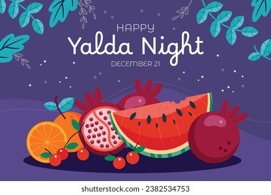 Happy Yalda Night festival. Chelle Night. Shab-e Yalda. yalda night background. yalda night celebration. December 21. Vector illustration template for Poster, Banner, Greeting, Card, Flyer, Post.