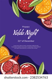 Happy Yalda Night festival. Chelle Night. Shab-e Yalda. yalda night background. yalda night celebration. December 21. Vector illustration template for Poster, Banner, Greeting, Card, Flyer, Post.