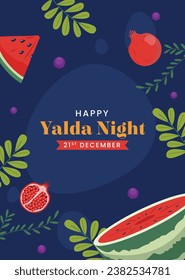 Happy Yalda Night festival. Chelle Night. Shab-e Yalda. yalda night background. yalda night celebration. December 21. Vector illustration template for Poster, Banner, Greeting, Card, Flyer, Post.