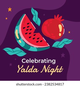 Happy Yalda Night festival. Chelle Night. Shab-e Yalda. yalda night background. yalda night celebration. December 21. Vector illustration template for Poster, Banner, Greeting, Card, Flyer, Post.