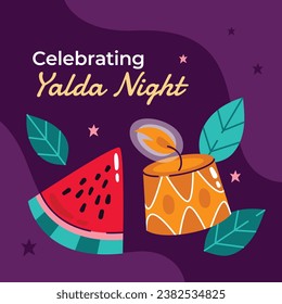 Happy Yalda Night festival. Chelle Night. Shab-e Yalda. yalda night background. yalda night celebration. December 21. Vector illustration template for Poster, Banner, Greeting, Card, Flyer, Post.
