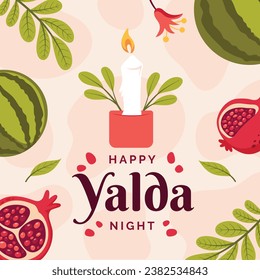 Happy Yalda Night festival. Chelle Night. Shab-e Yalda. yalda night background. yalda night celebration. December 21. Vector illustration template for Poster, Banner, Greeting, Card, Flyer, Post.