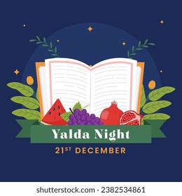 Happy Yalda Night festival. Chelle Night. Shab-e Yalda. yalda night background. yalda night celebration. December 21. Vector illustration template for Poster, Banner, Greeting, Card, Flyer, Post.
