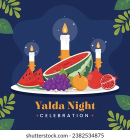 Happy Yalda Night festival. Chelle Night. Shab-e Yalda. yalda night background. yalda night celebration. December 21. Vector illustration template for Poster, Banner, Greeting, Card, Flyer, Post.