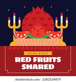 Happy Yalda Night festival. Chelle Night. Shab-e Yalda. yalda night background. yalda night celebration. December 21. Vector illustration template for Poster, Banner, Greeting, Card, Flyer, Post.