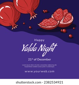 Happy Yalda Night festival. Chelle Night. Shab-e Yalda. yalda night background. yalda night celebration. December 21. Vector illustration template for Poster, Banner, Greeting, Card, Flyer, Post.