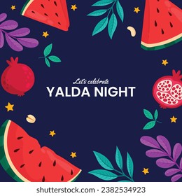 Happy Yalda Night festival. Chelle Night. Shab-e Yalda. yalda night background. yalda night celebration. December 21. Vector illustration template for Poster, Banner, Greeting, Card, Flyer, Post.