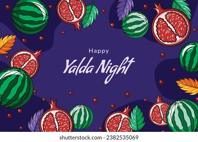 Happy Yalda Night festival. Chelle Night. Shab-e Yalda. yalda night background. yalda night celebration. December 21. Vector illustration template for Poster, Banner, Greeting, Card, Flyer, Post.