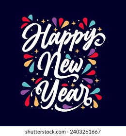 Happy Year 2024 typography text. Vector Illustration