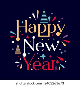 Alles Gute Jahr 2024 Typografie-Text. Vektorgrafik