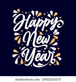 Happy Year 2024 typography text. Vector Illustration