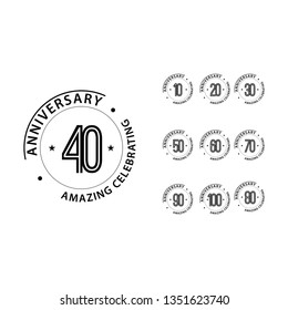 Happy Year Anniversary Vector Set For Celebrations