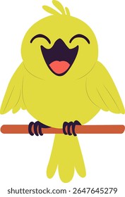Happy Yellow Bird Perched Branch